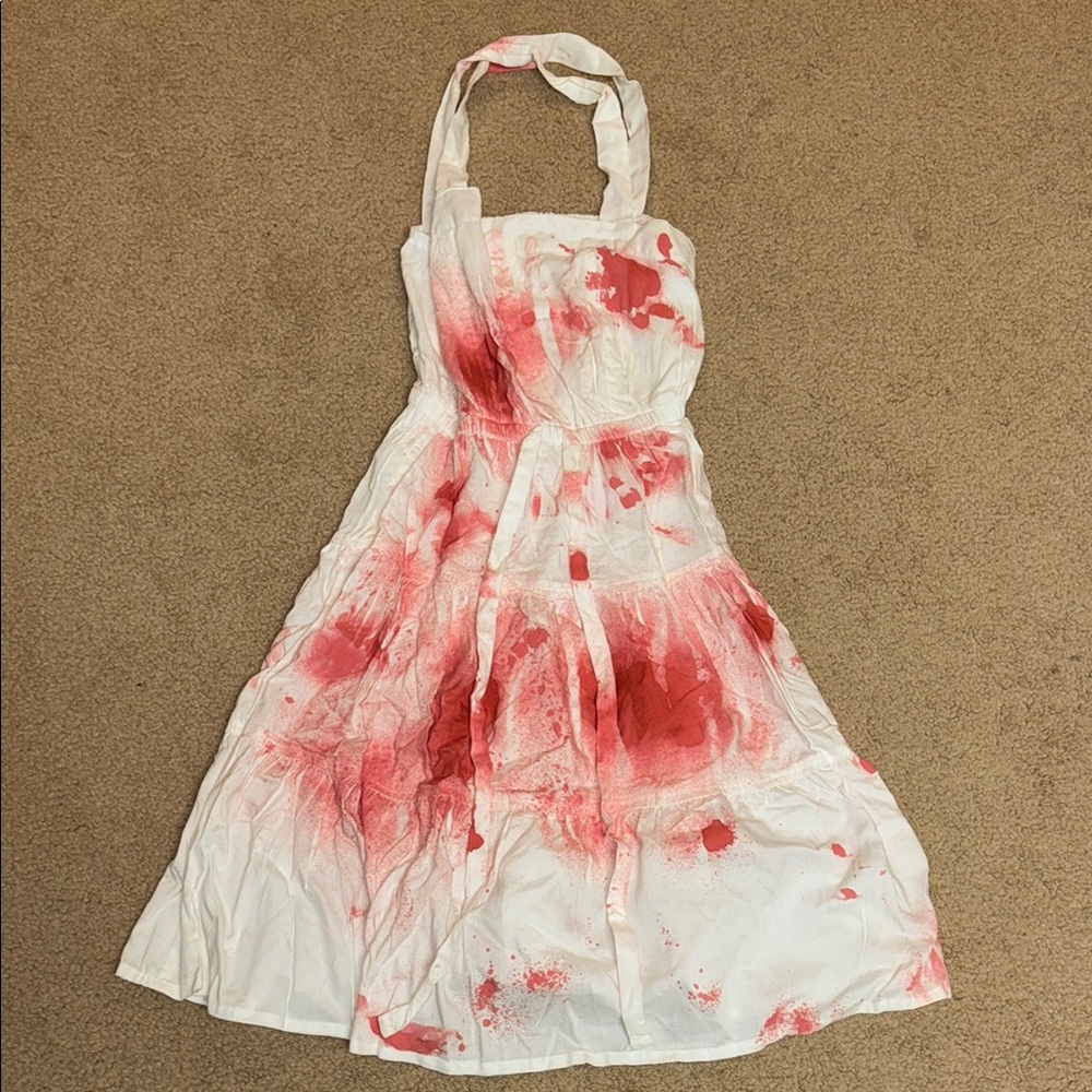 White and Red Halter Dress